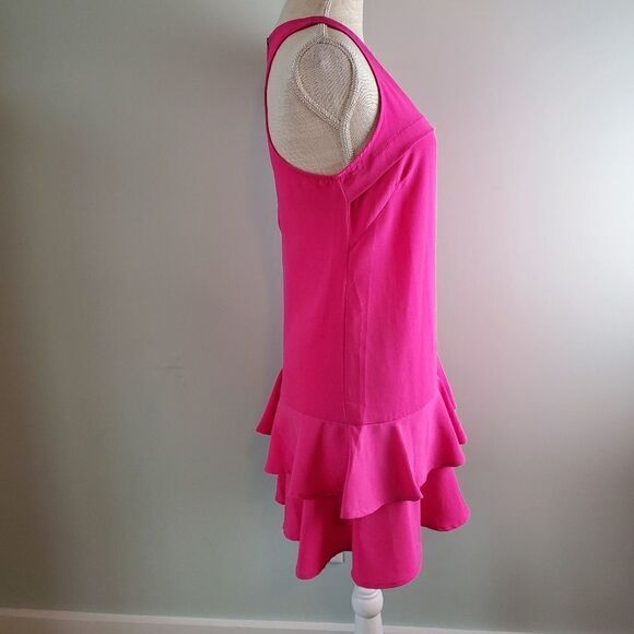 PINS AND NEEDLES WOMEN'S SHIFT RUFFLED BOTTOM PINK DRESS SIZE SMALL - Picture 3 of 5